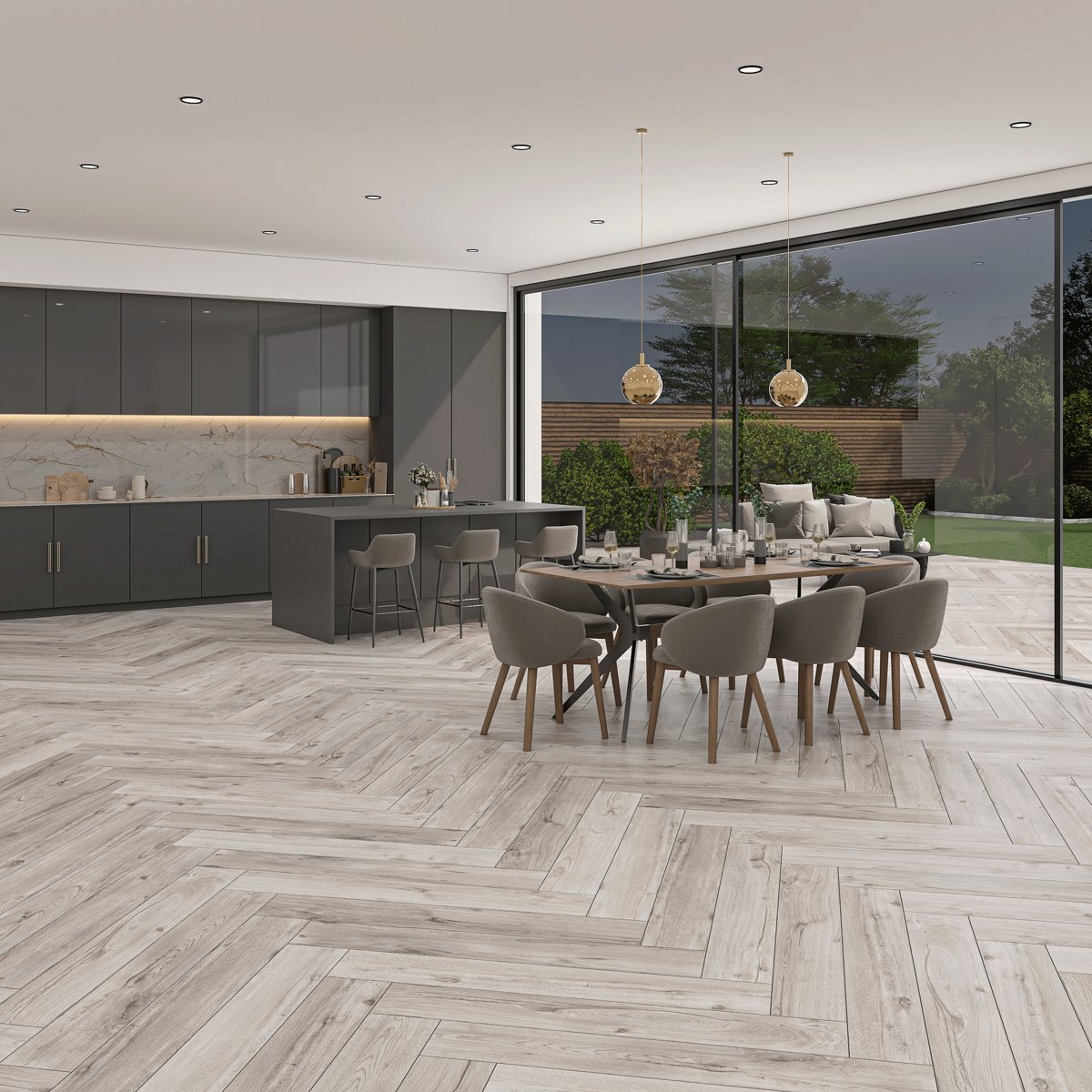 Mumble G Grey Wood Effect Tile 195x1215 — detail view, buy floor tile UK