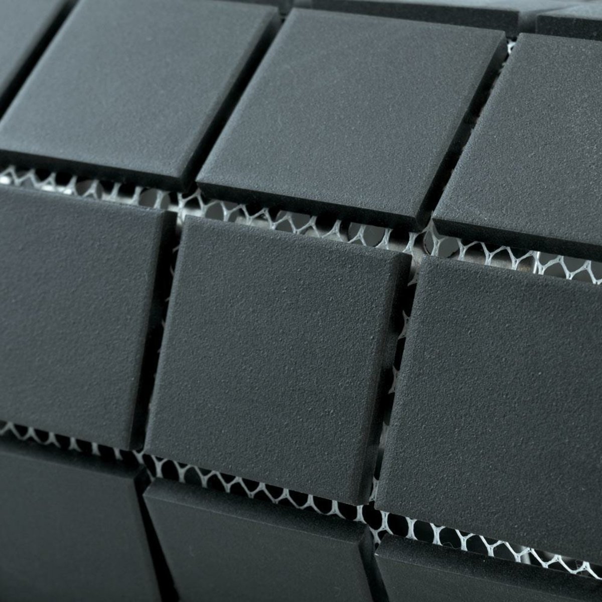Victorian Black Mosaic — installed room setting, buy tile UK