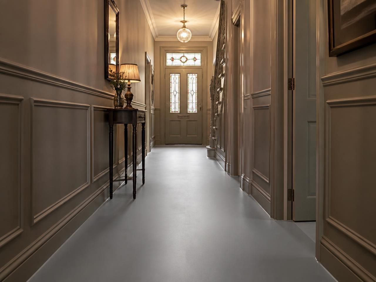 White Porcelain Floor Tiles 600x600mm laid in a hallway, installed in 600x600mm